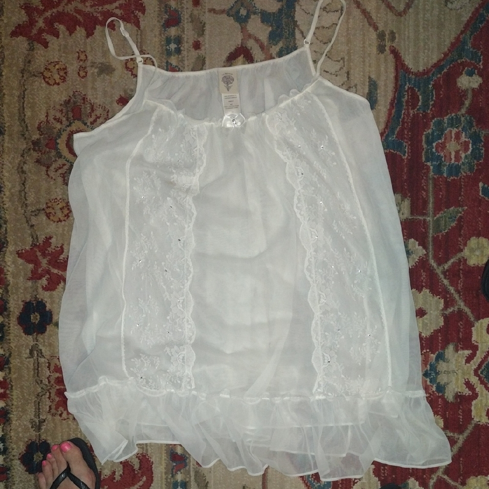In Bloom Sheer White Lace Chemise